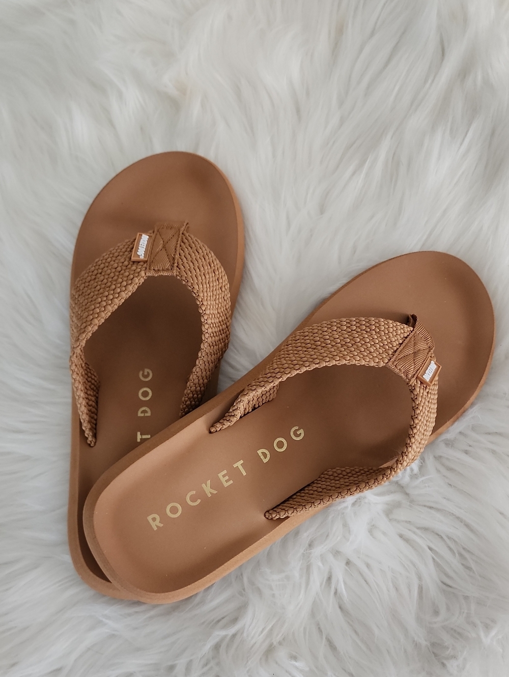 Rocket Dog Sunset Braided Tan Platform Flip Flops